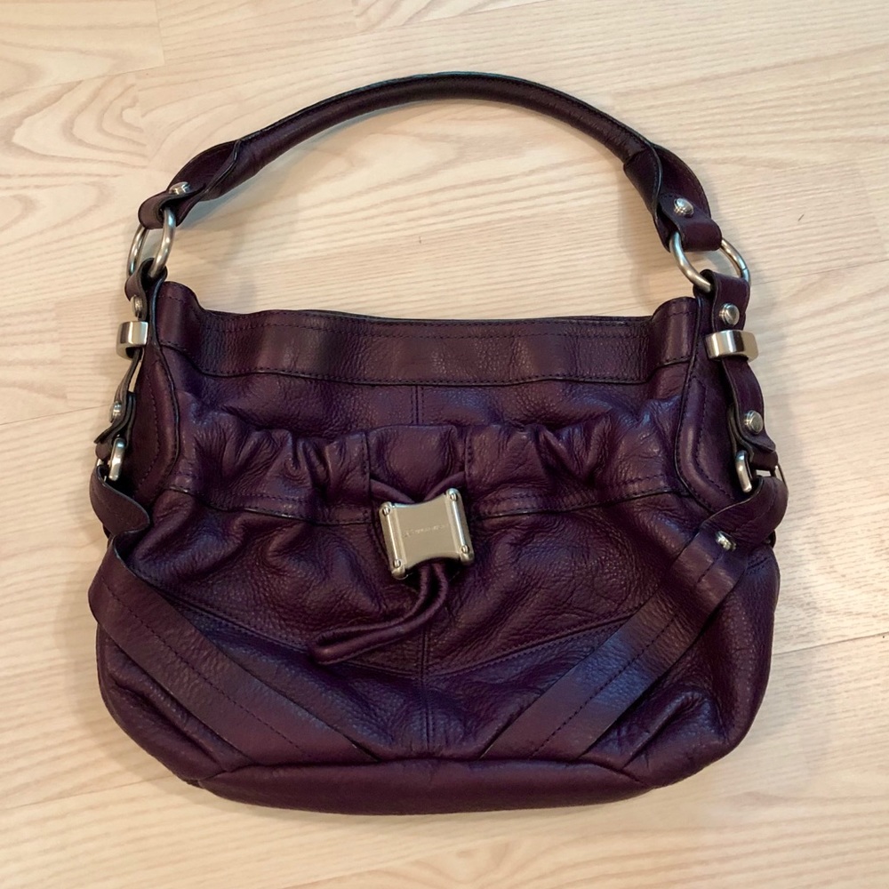 B. Makowsky Leather Shoulder Bag - Purple